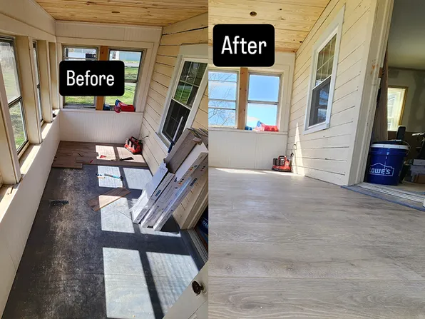 New flooring, before and after.