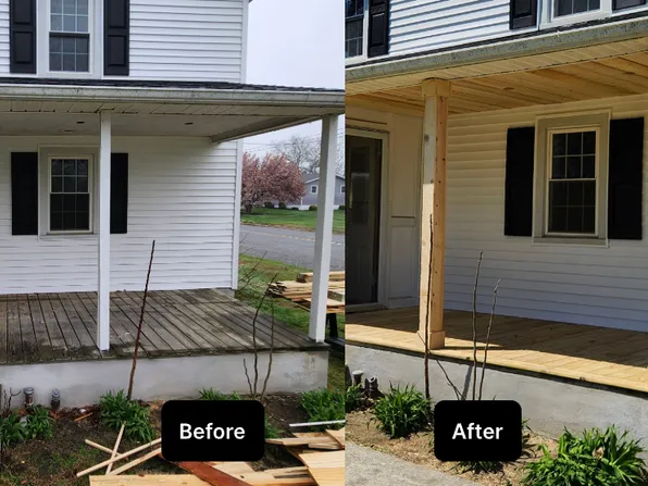 New porch deck, before and after.